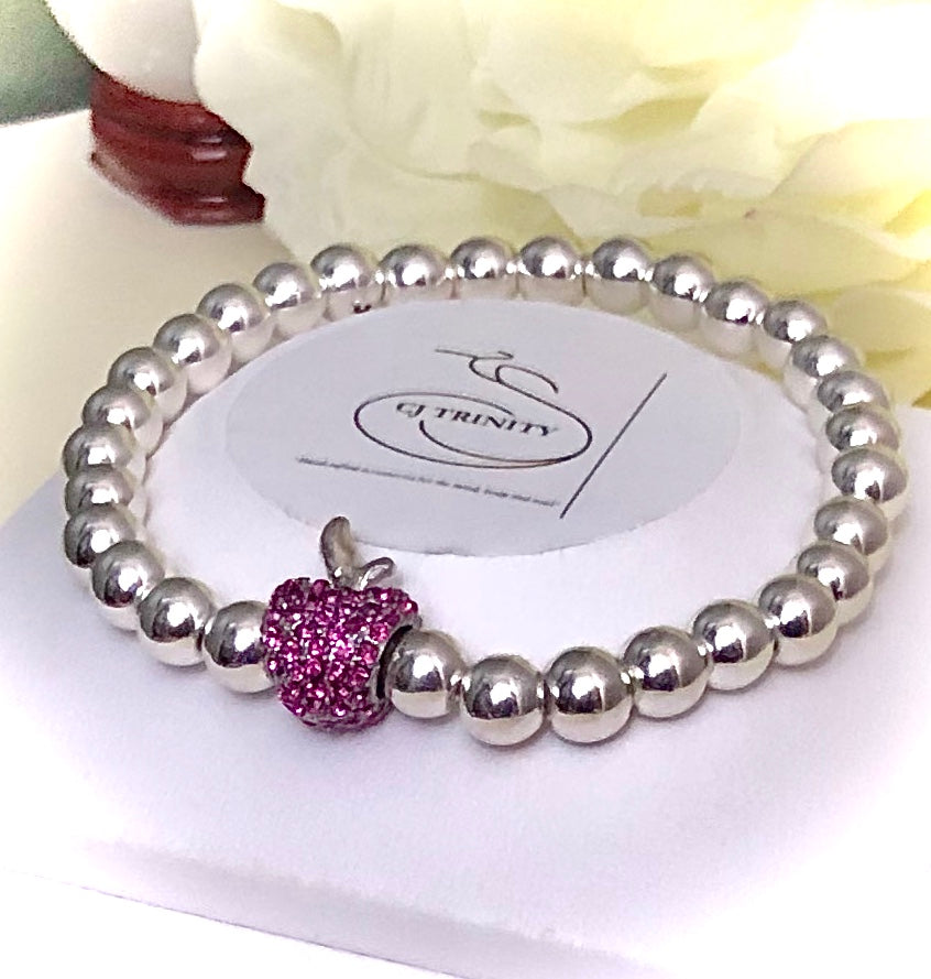 Pavé Apple-TEACHER BRACELET-Silver-toned Hematite
