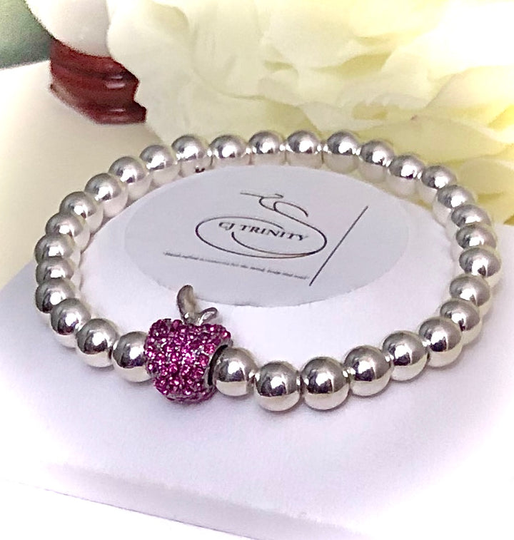 Pavé Apple-TEACHER BRACELET-Silver-toned Hematite