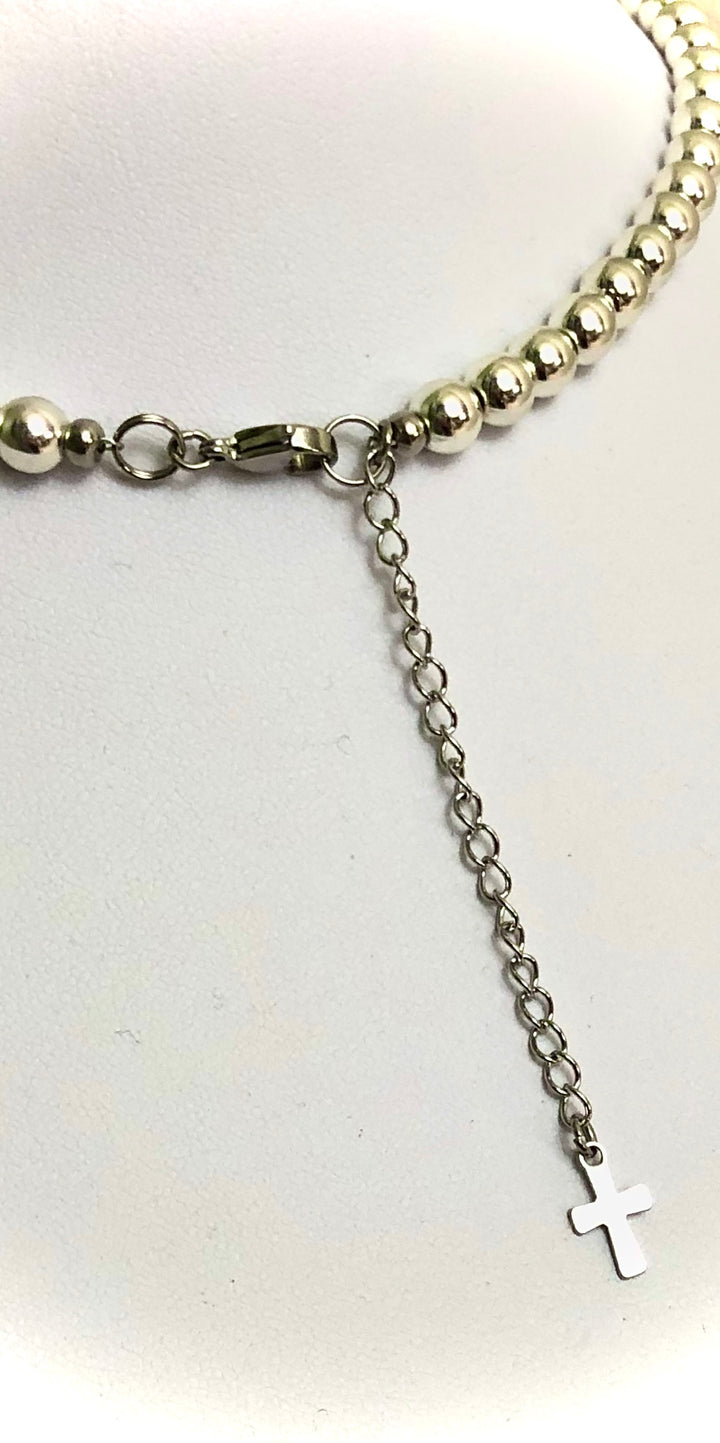 First Communion/Confirmation/Graduation-Silver-toned Hematite Necklace & Pavé Cross Bracelet-Sold Separately or as a SET