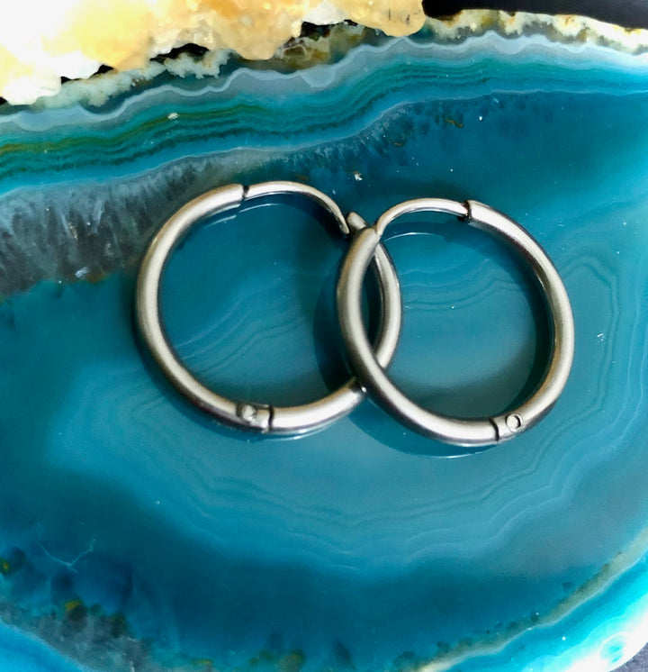 Unisex - Classic Hoop Earrings- Surgical Stainless Steel- 17mm Diameter- Choice or Gold or Silver