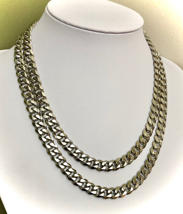 Men's Cuban Curb Link Chain Necklace-Square link-Unisex Stainless Steel Necklace- 18" or 20"  length