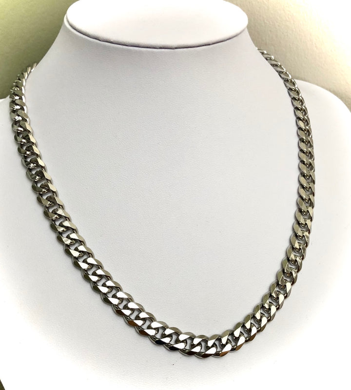 Men's Cuban Curb Link Chain Necklace-Square link-Unisex Stainless Steel Necklace- 18" or 20"  length