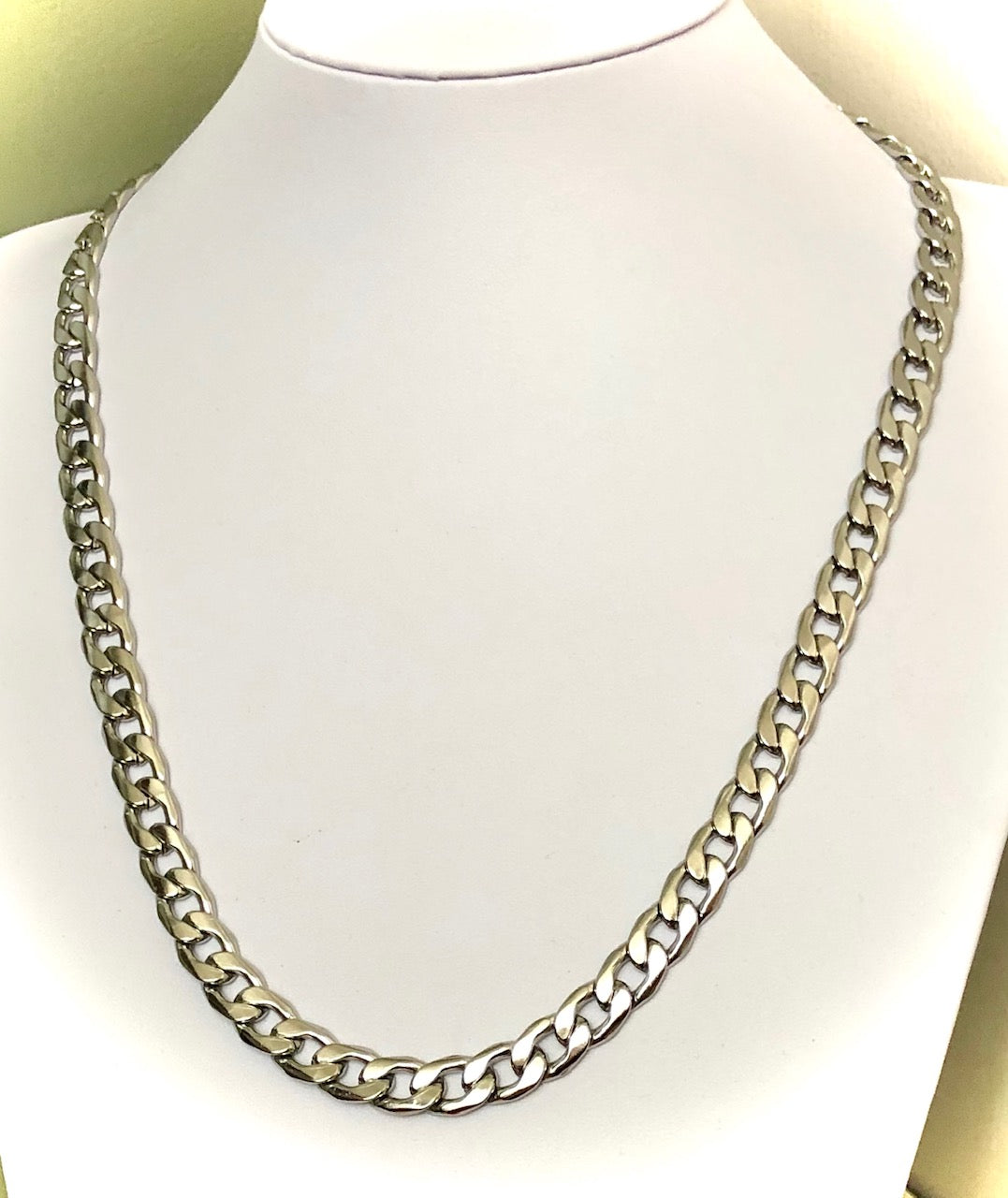 Men's Cuban Curb Link Necklace-Rectangular Link-Stainless Steel-Unisex Necklace- 24" length