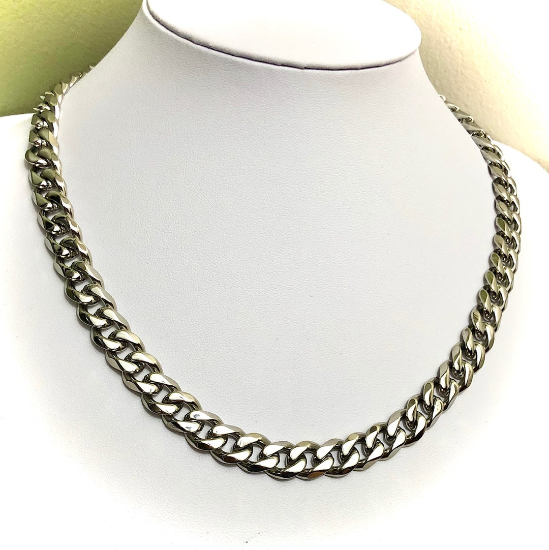 Men's Thick Cuban Curb Link Necklace-Smooth Link-Stainless Steel- Unisex Necklace- 20" length
