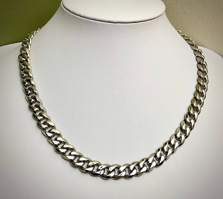 Men's Thick Cuban Curb Link Necklace-Smooth Link-Stainless Steel- Unisex Necklace- 20" length