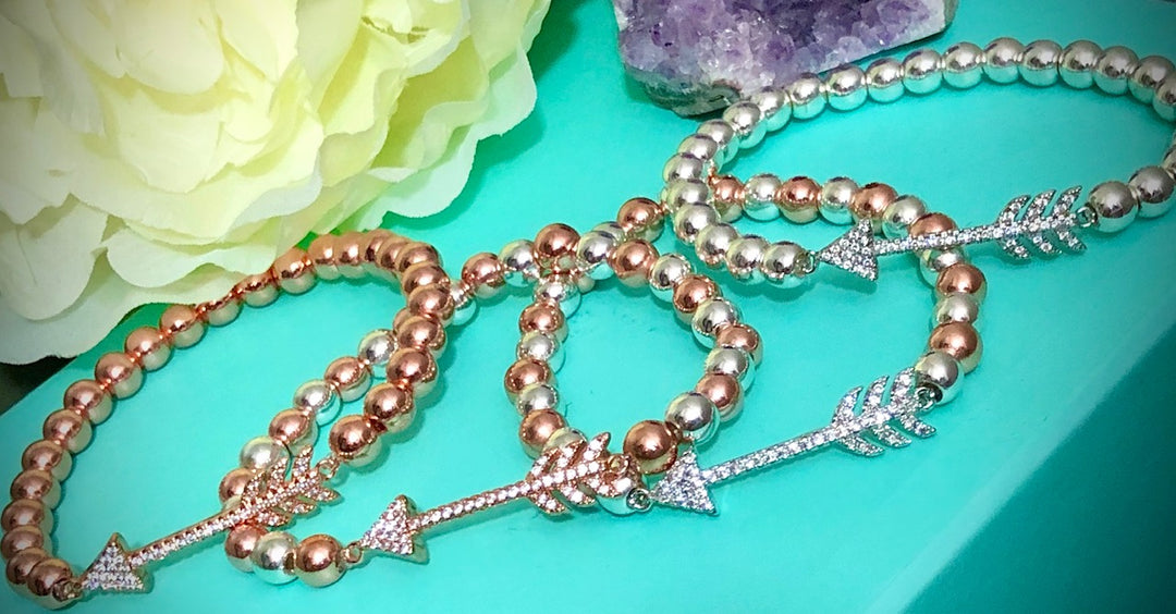 Pavé ARROW Bracelet-Hematite-Rose Gold or Silver toned-Choice of Style