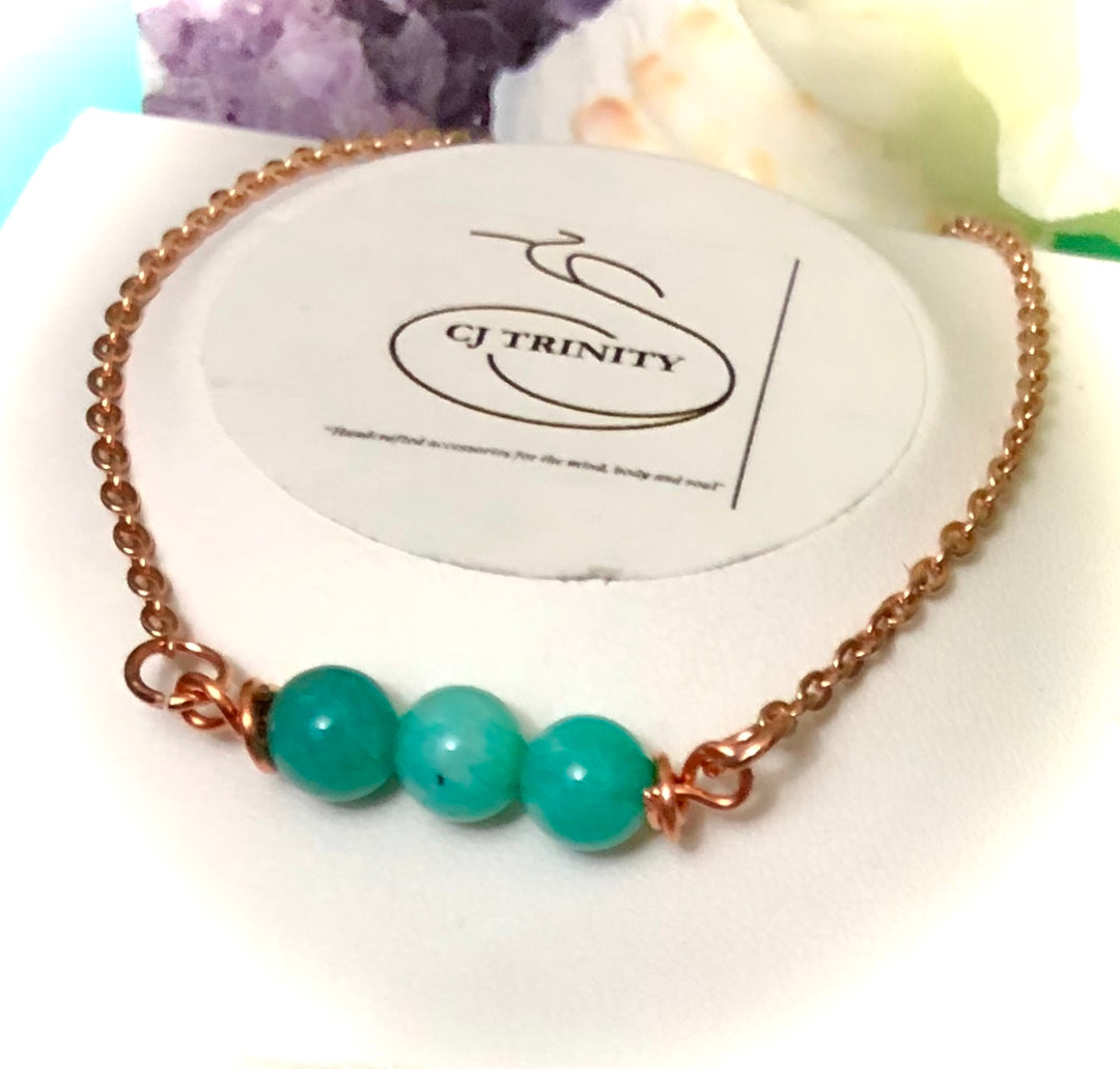 Rose Gold & Amazonite ANKLET-Minimalist Ankle Bracelet-Stainless Steel