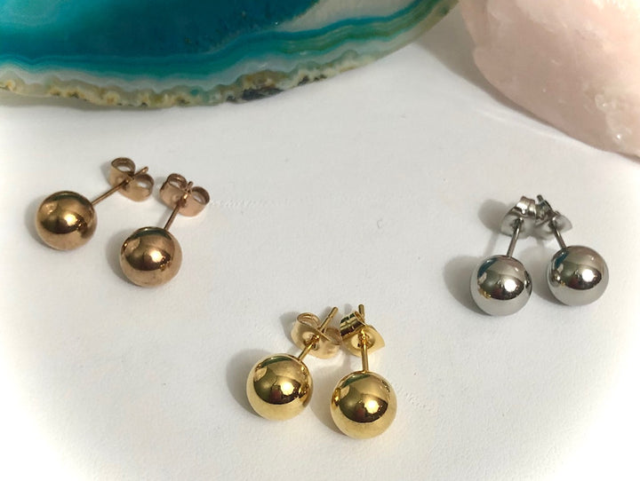 Classic Unisex BALL STUD Earrings-Stainless Steel-Hypoallergenic-Minimalist-Choice of Color
