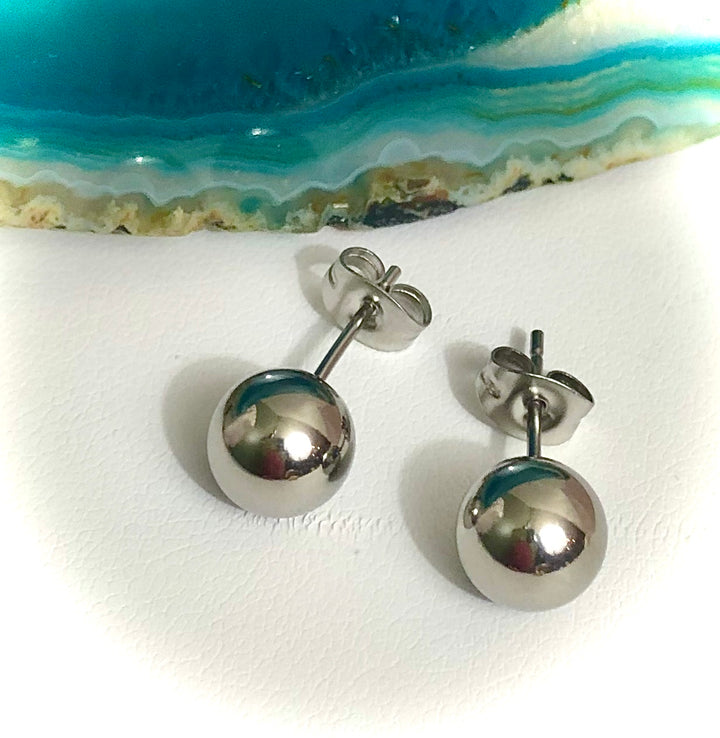 Classic Unisex BALL STUD Earrings-Stainless Steel-Hypoallergenic-Minimalist-Choice of Color