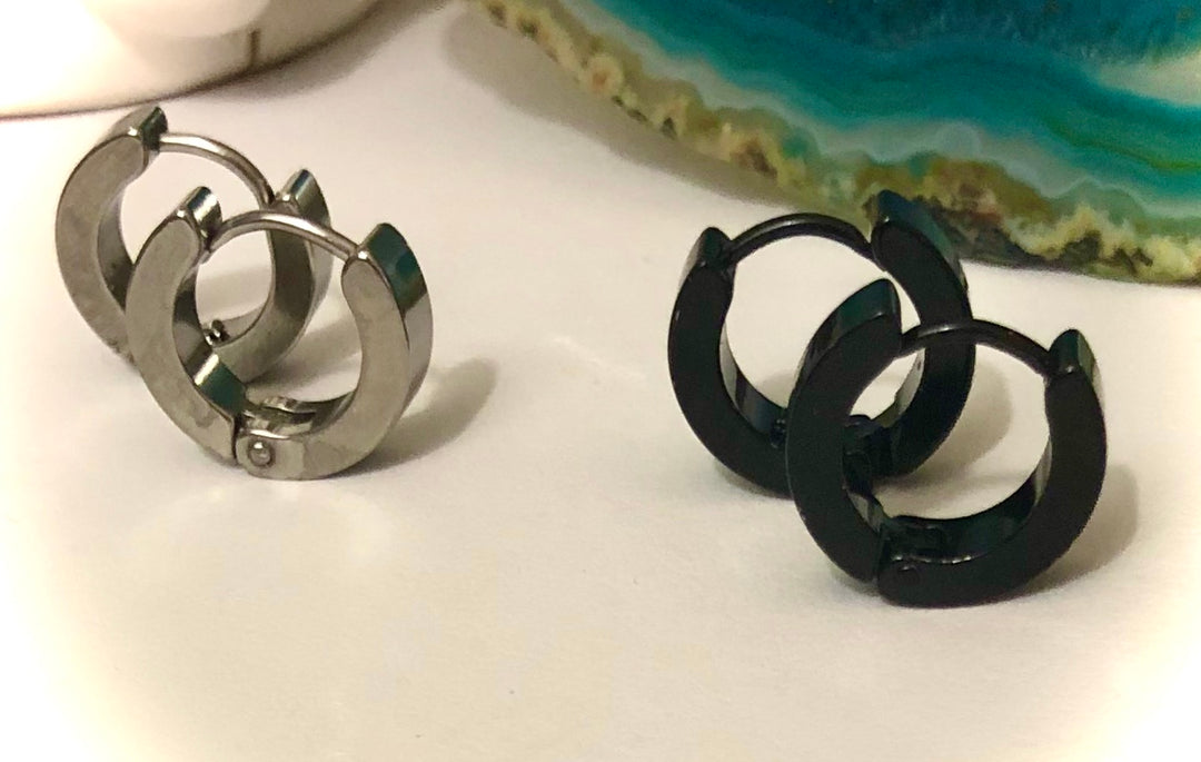 SLEEK UNISEX Plain Hoop Earrings-Stainless Steel Huggie Earrings-Choice of Color