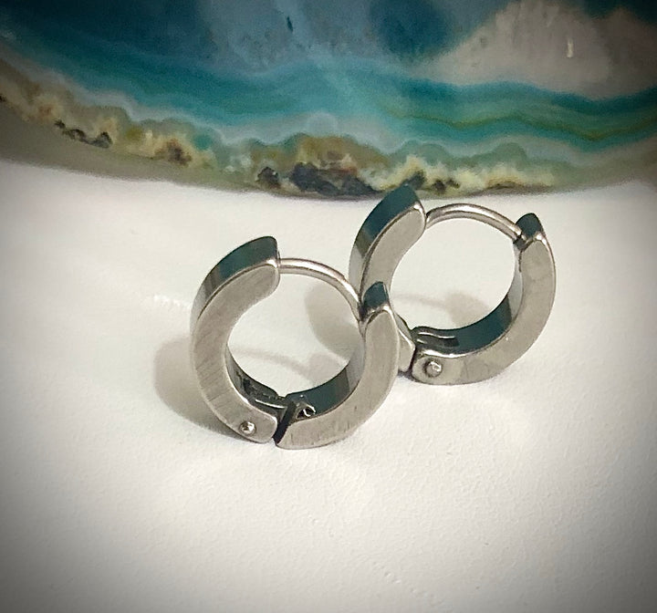 SLEEK UNISEX Plain Hoop Earrings-Stainless Steel Huggie Earrings-Choice of Color