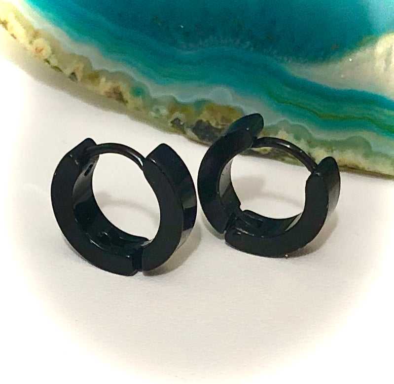 SLEEK UNISEX Plain Hoop Earrings-Stainless Steel Huggie Earrings-Choice of Color