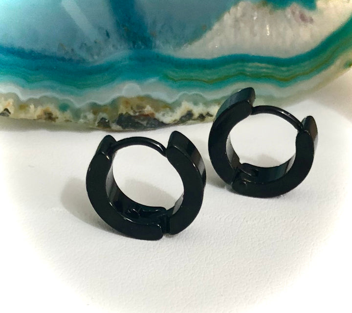 SLEEK UNISEX Plain Hoop Earrings-Stainless Steel Huggie Earrings-Choice of Color