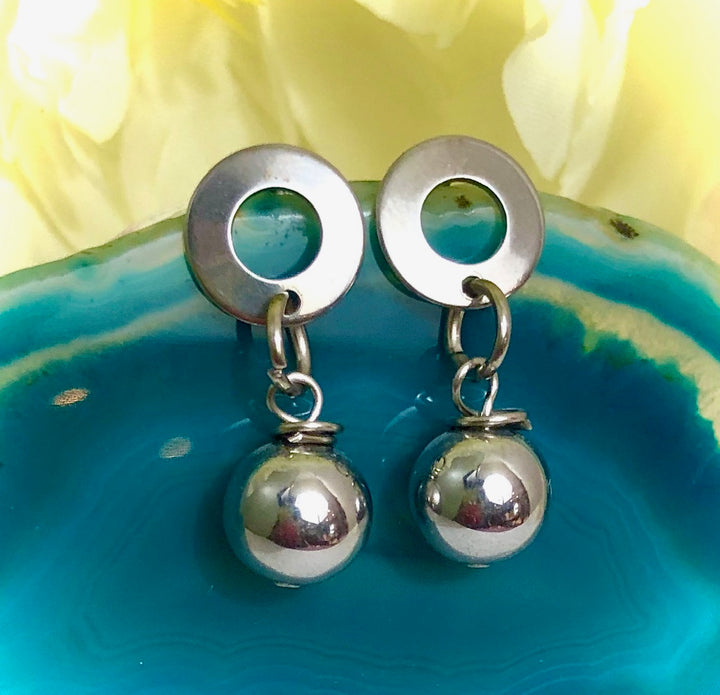 Hematite & Stainless Steel DANGLE Earrings- Choice of Color