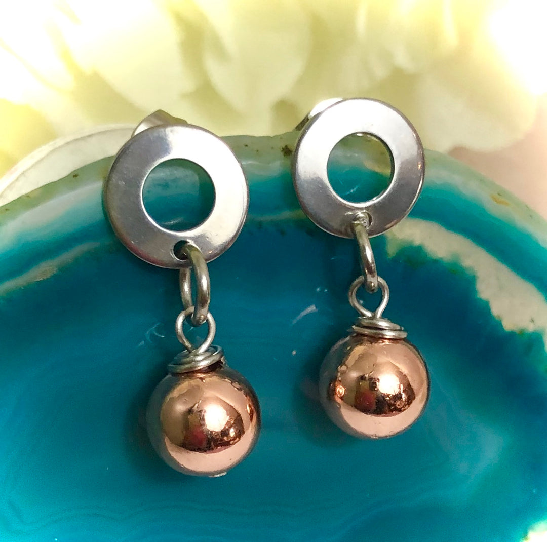 Hematite & Stainless Steel DANGLE Earrings- Choice of Color