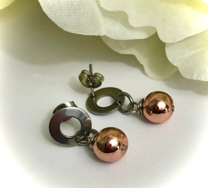 Hematite & Stainless Steel DANGLE Earrings- Choice of Color