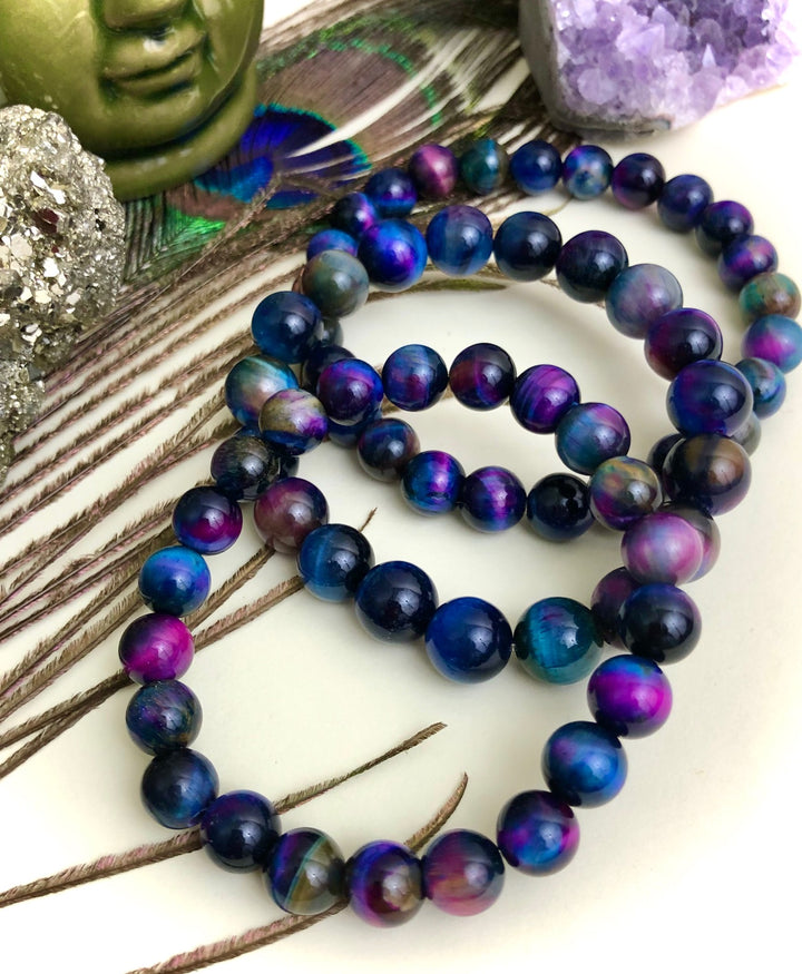 Unisex Multi-Color 'Galaxy' Tiger's Eye- Classic Stacking Bracelets