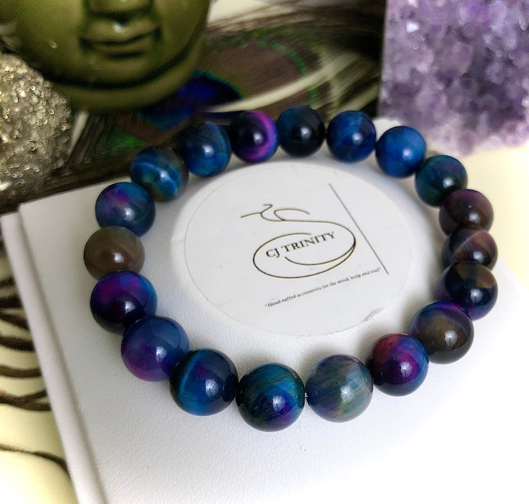 Unisex Multi-Color 'Galaxy' Tiger's Eye- Classic Stacking Bracelets