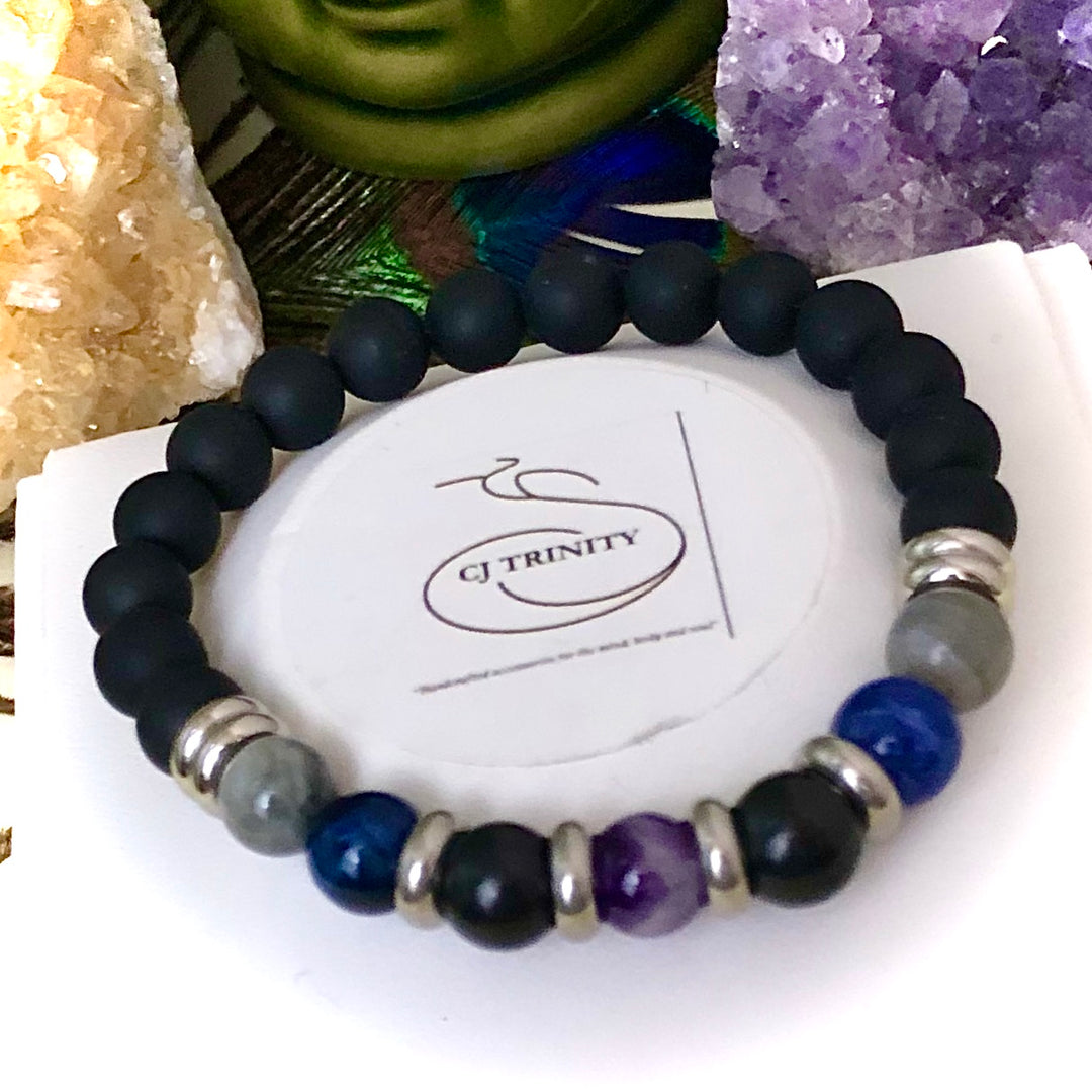 Unisex Gemstone Bracelet to SUPPORT TEACHERS/EDUCATORS - Stress, Fatigue, Immune System Support, Strength, Mental Clarity & Protection - Choice of Style and Size