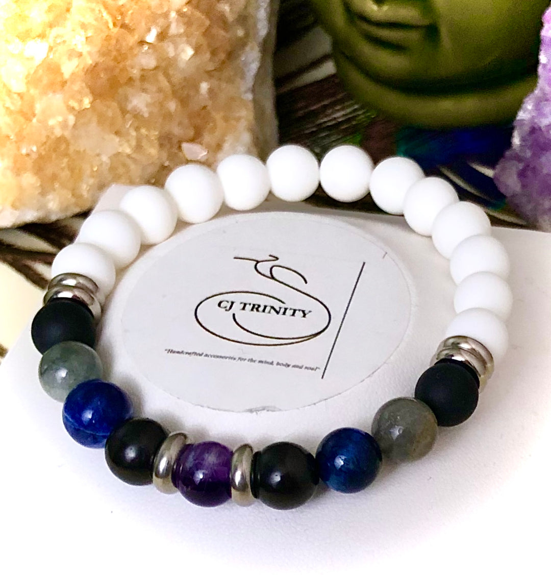 Unisex Gemstone Bracelet to SUPPORT TEACHERS/EDUCATORS - Stress, Fatigue, Immune System Support, Strength, Mental Clarity & Protection - Choice of Style and Size