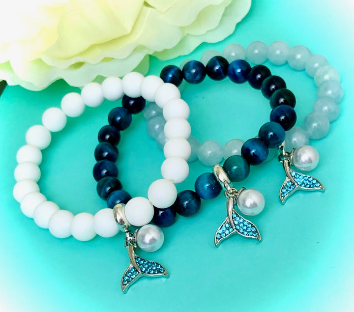 "Tails of the Sea'- Pavé Tail & Gemstone Bracelet-Beach Lover- Choice of Gemstones