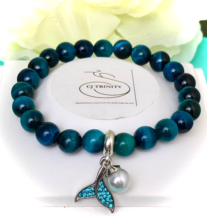 "Tails of the Sea'- Pavé Tail & Gemstone Bracelet-Beach Lover- Choice of Gemstones