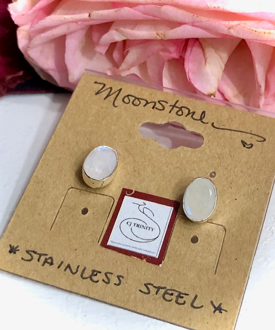 Rainbow Moonstone - Faceted Stud Earrings - Emotional Balance, Love & New Beginnings