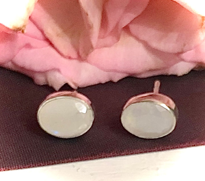 Rainbow Moonstone - Faceted Stud Earrings - Emotional Balance, Love & New Beginnings