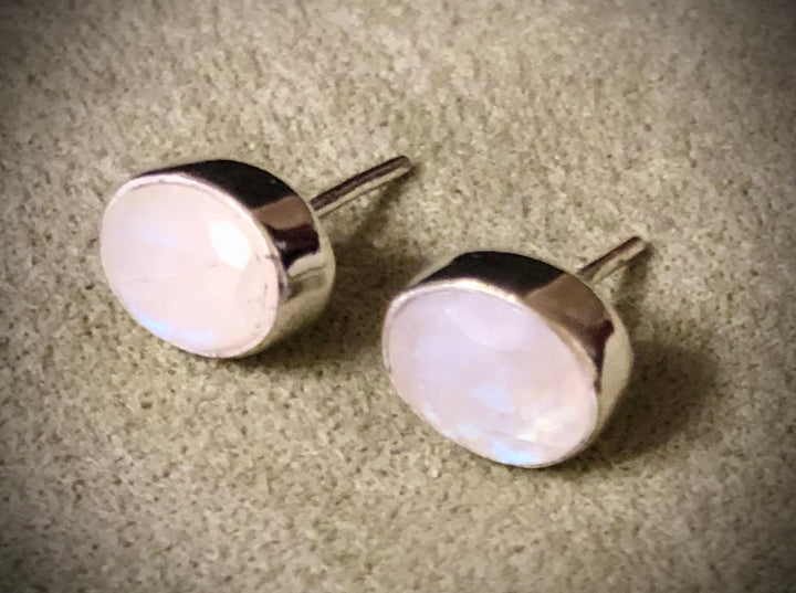 Rainbow Moonstone - Faceted Stud Earrings - Emotional Balance, Love & New Beginnings