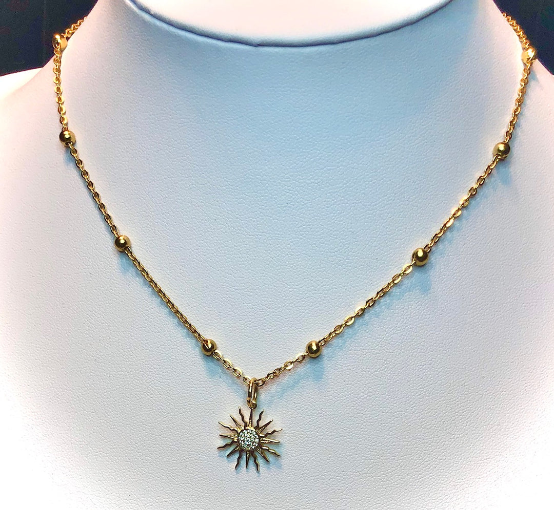 GOLD Stainless Steel Layering Necklaces / Paperclip Chain-Satellite Chain-Pavé Sun/ Queen Bee/ Star/ Heart- Sold Separately or as a SET