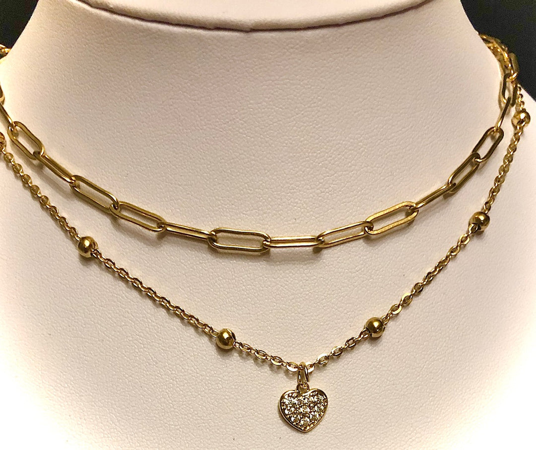 GOLD Stainless Steel Layering Necklaces / Paperclip Chain-Satellite Chain-Pavé Sun/ Queen Bee/ Star/ Heart- Sold Separately or as a SET