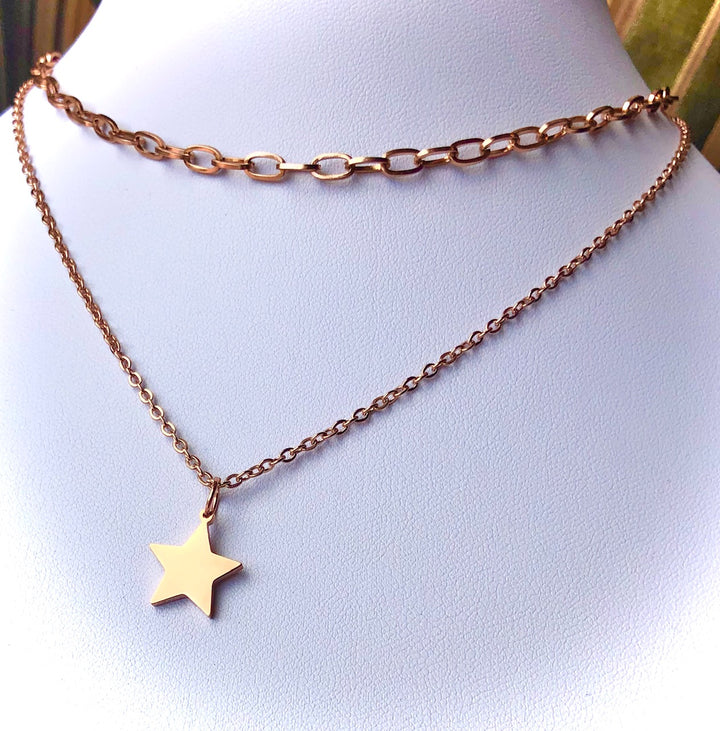 ROSE GOLD-Stainless Steel Layering Necklaces-Oval Link Necklace-Rolo Chain Charm Necklaces- LOVE/ STAR/ LOTUS/ TREE OF LIFE-Choice of Style-Sold Separately or as a SET