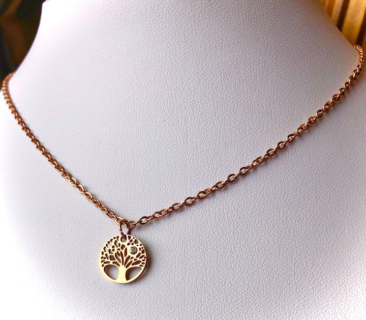 ROSE GOLD-Stainless Steel Layering Necklaces-Oval Link Necklace-Rolo Chain Charm Necklaces- LOVE/ STAR/ LOTUS/ TREE OF LIFE-Choice of Style-Sold Separately or as a SET