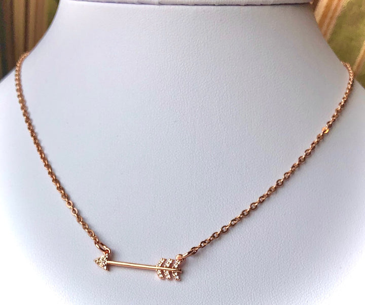 Minimalist ROSE GOLD Pavè ARROW  Layering Necklace-Circle Link Layering Necklace-Sold Separately or as a SET