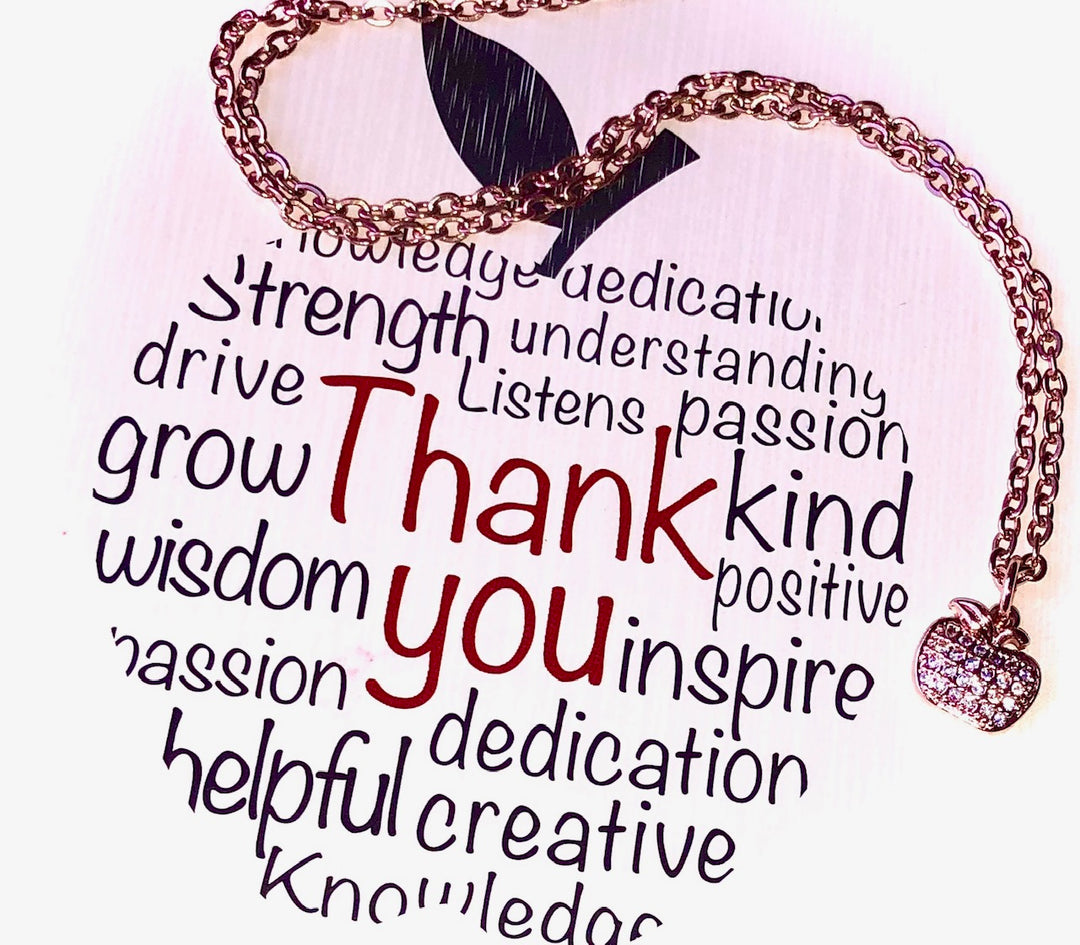 Minimalist ROSE GOLD PAVÉ APPLE Charm Layering Necklace-Circle Link Layering Necklace-Teacher Gift-Sold Separately or as a SET