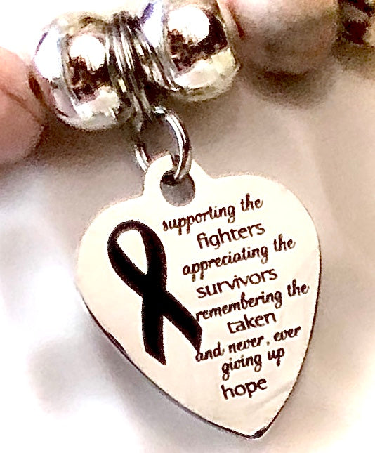 BREAST CANCER Support & Survivor- Gemstone Charm Bracelet-Stainless Steel- Choice of Style