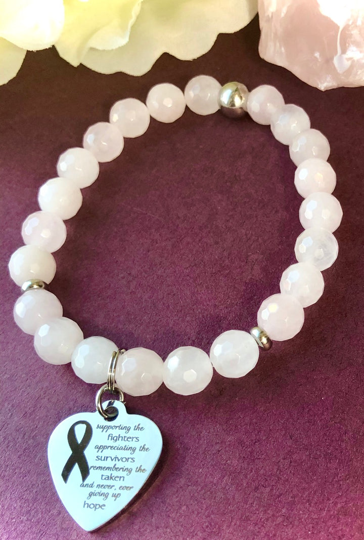 BREAST CANCER Support & Survivor- Gemstone Charm Bracelet-Stainless Steel- Choice of Style