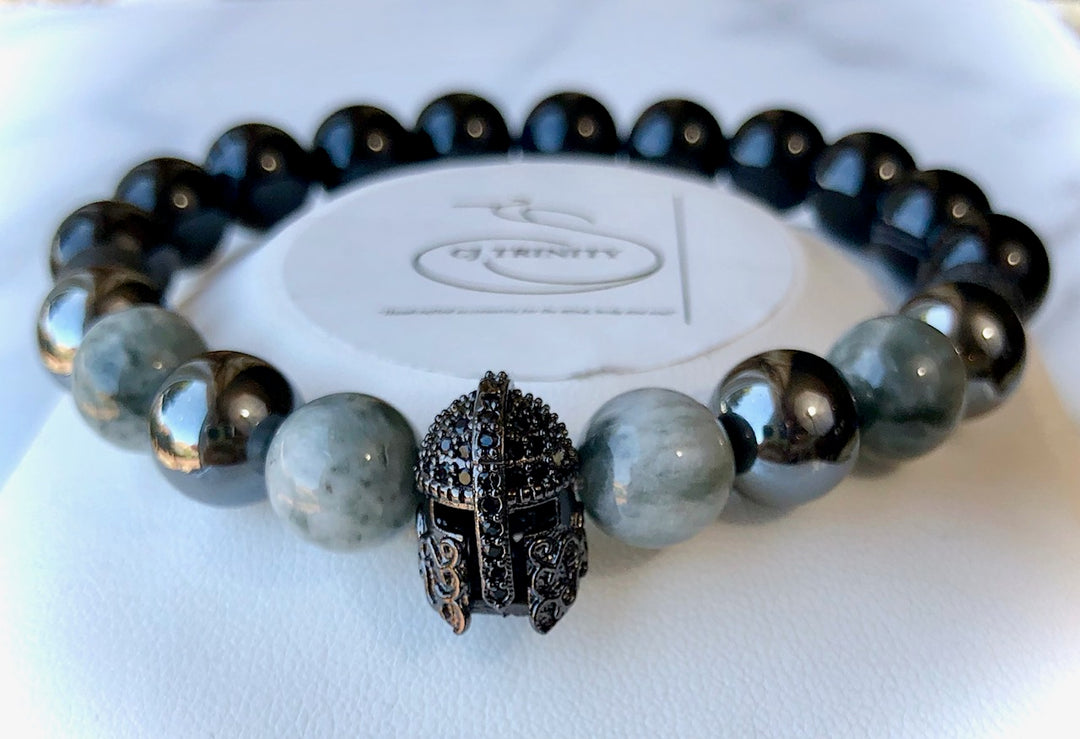 Men's Pavé Gladiator Gemstone Bracelets - Warrior Bracelets- Unisex Bracelets- Choice of Style