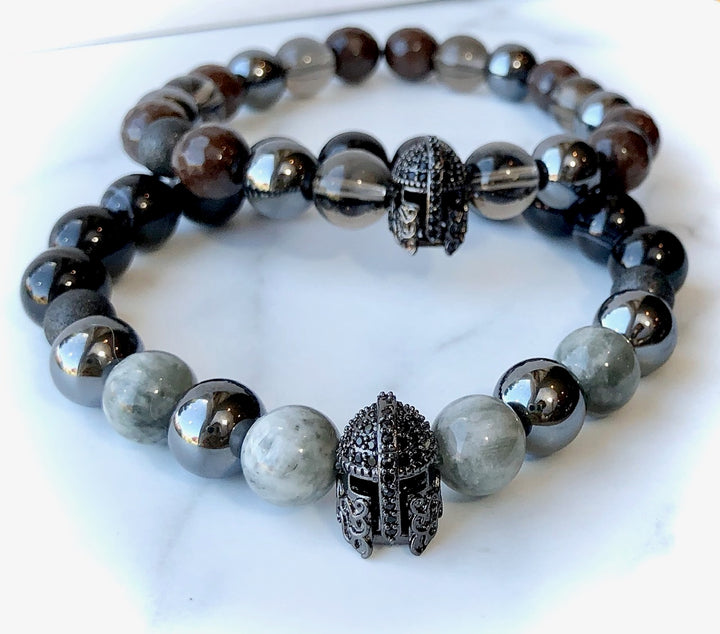Men's Pavé Gladiator Gemstone Bracelets - Warrior Bracelets- Unisex Bracelets- Choice of Style