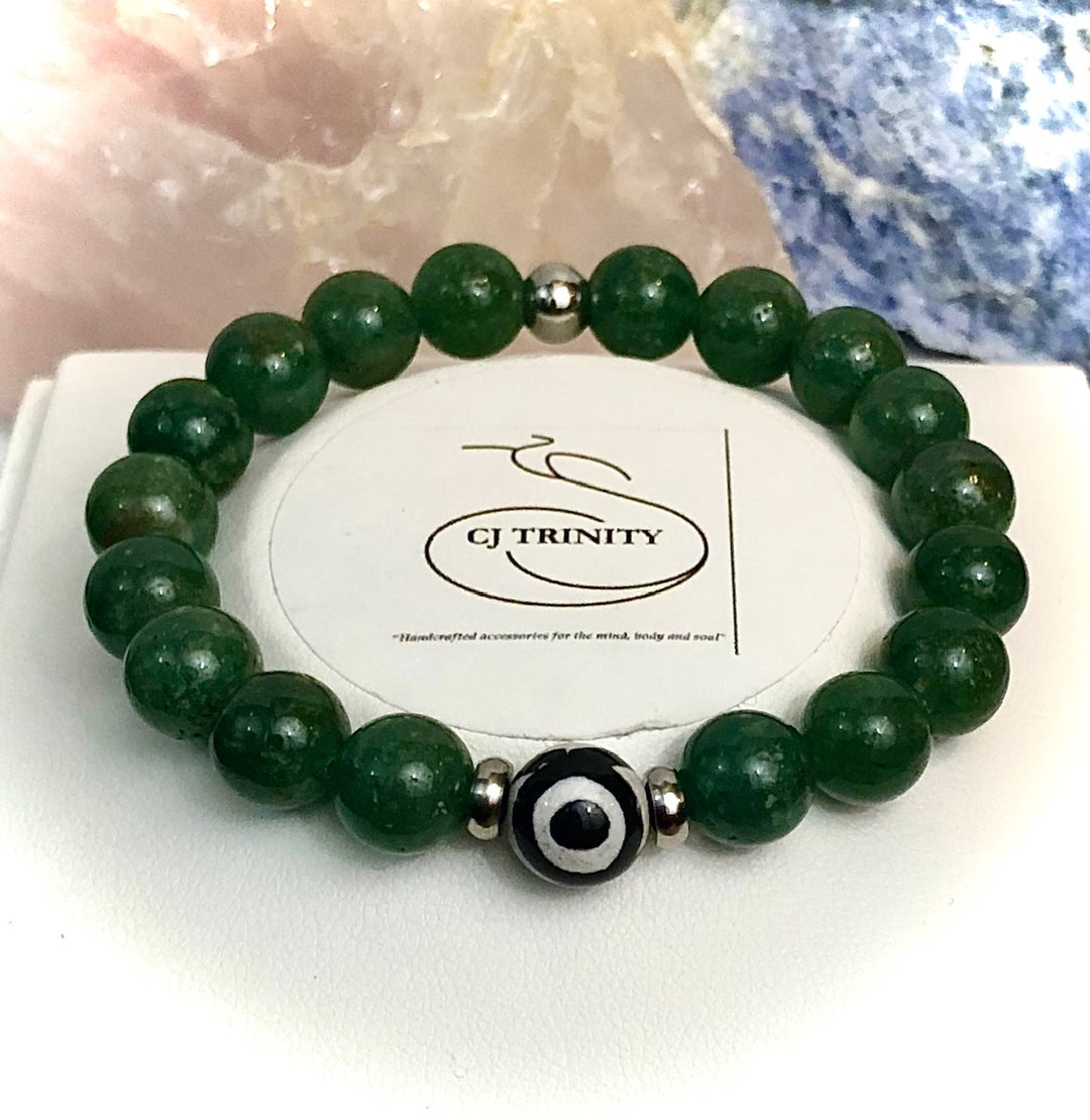 UNISEX KIDS EVIL EYE- Gemstone Bracelets- Gemstone & Stainless Steel - CHOICE of Gemstone