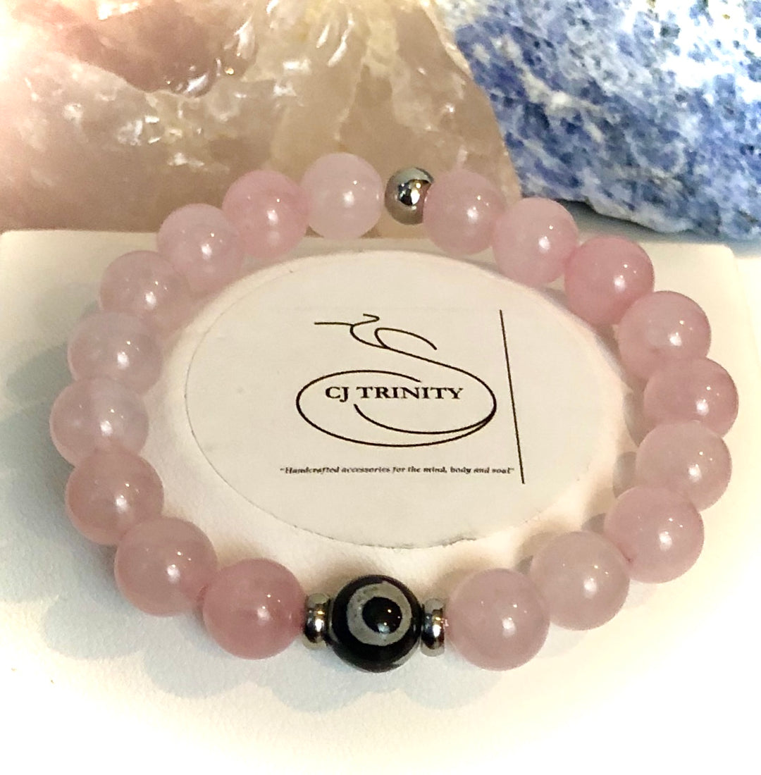 UNISEX KIDS EVIL EYE- Gemstone Bracelets- Gemstone & Stainless Steel - CHOICE of Gemstone