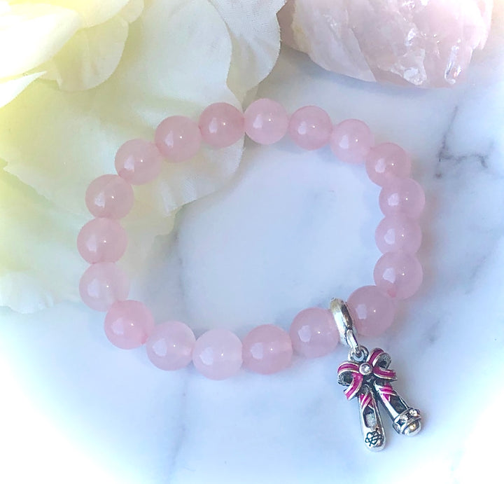 Adult and Kid's - Ballet Slippers - Silver Ballet Charm Gemstone Bracelets- Dancer Bracelet- Choice of Gemstone