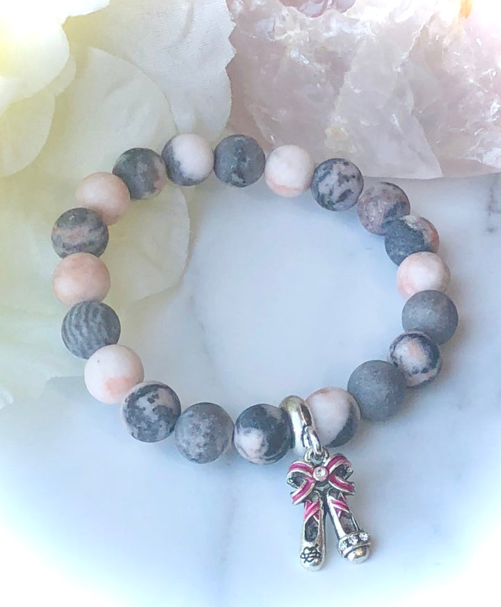 Adult and Kid's - Ballet Slippers - Silver Ballet Charm Gemstone Bracelets- Dancer Bracelet- Choice of Gemstone