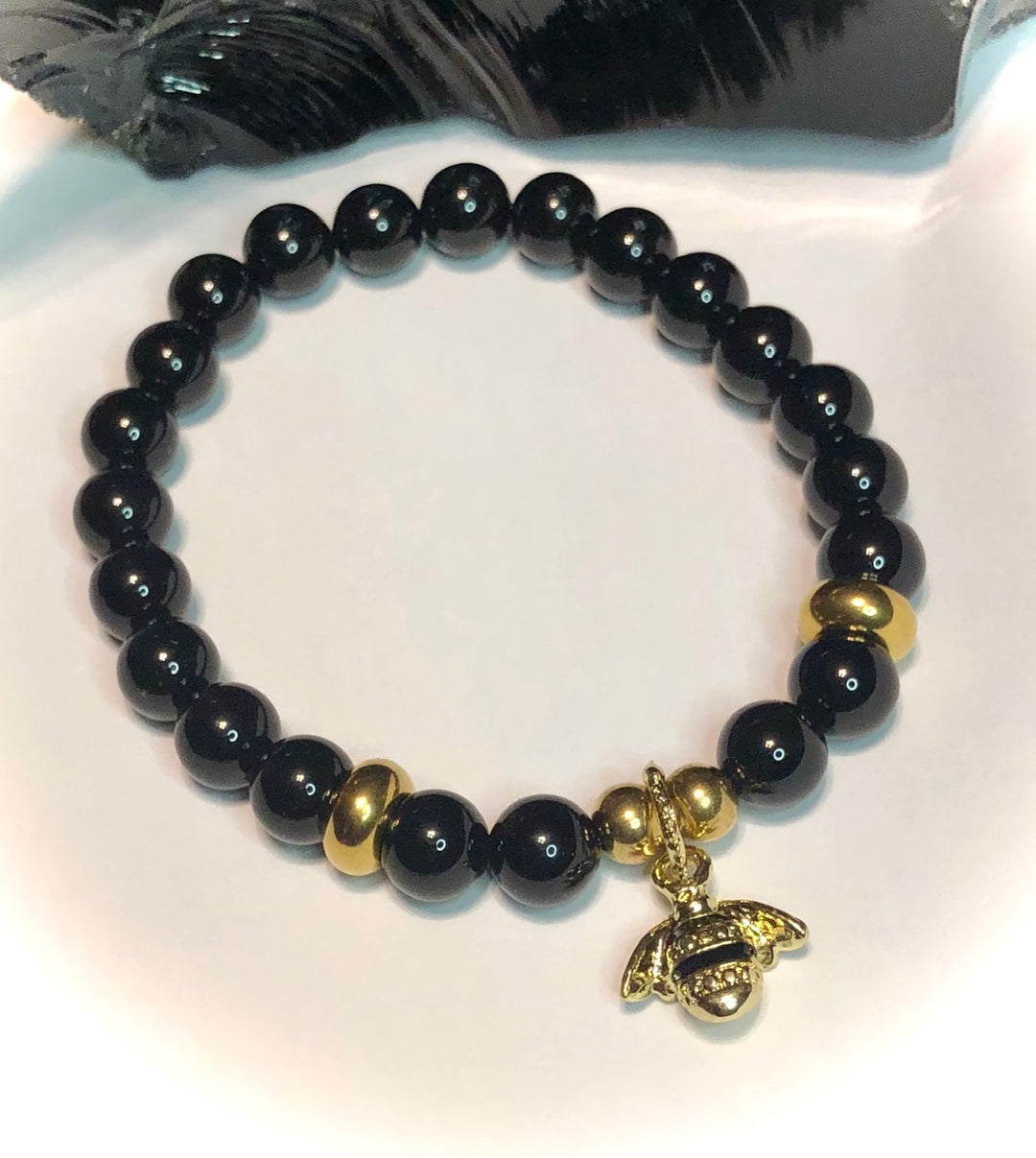 'QUEEN BEE' - Gold Stainless Steel & Gemstone- Satellite Chain Necklace & Bracelet SET- Sold Separately or as a SET