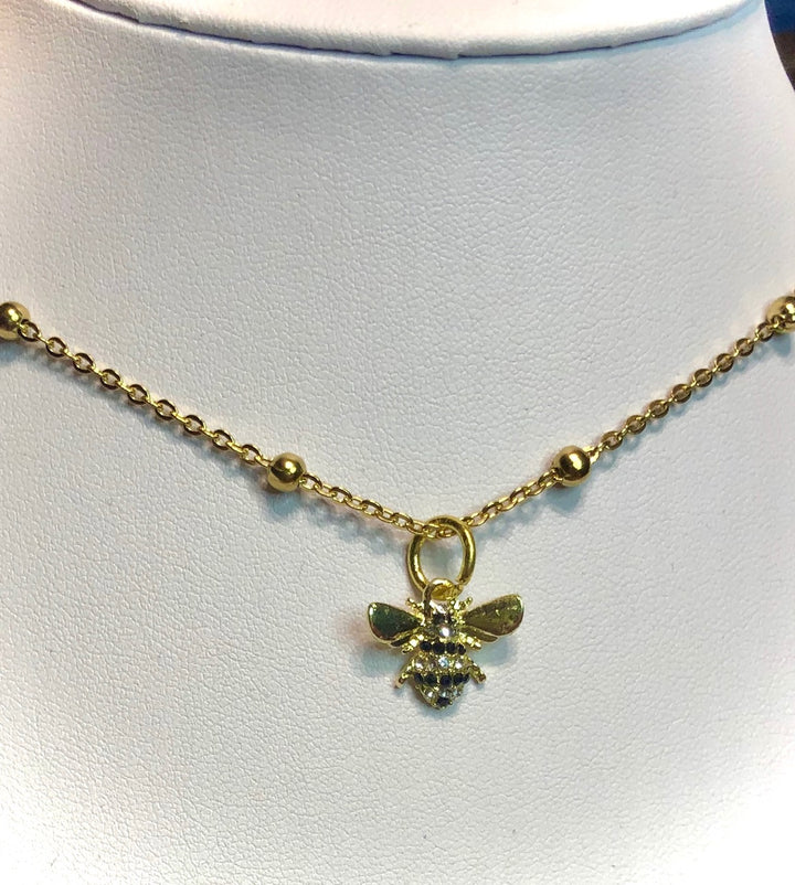 'QUEEN BEE' - Gold Stainless Steel & Gemstone- Satellite Chain Necklace & Bracelet SET- Sold Separately or as a SET