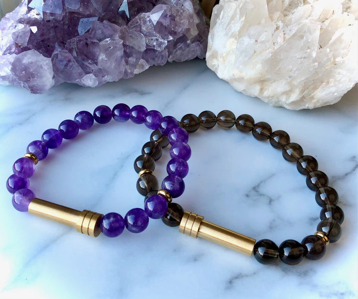 "Private Intention Bracelet' - GOLD- Unisex Stainless Steel Capsule Bracelet- Screw-top Closure- Choice of Gemstone