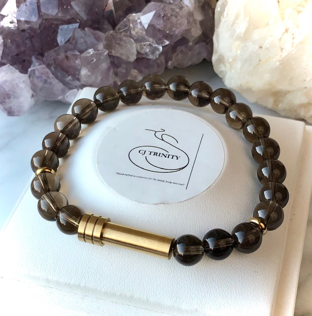 "Private Intention Bracelet' - GOLD- Unisex Stainless Steel Capsule Bracelet- Screw-top Closure- Choice of Gemstone