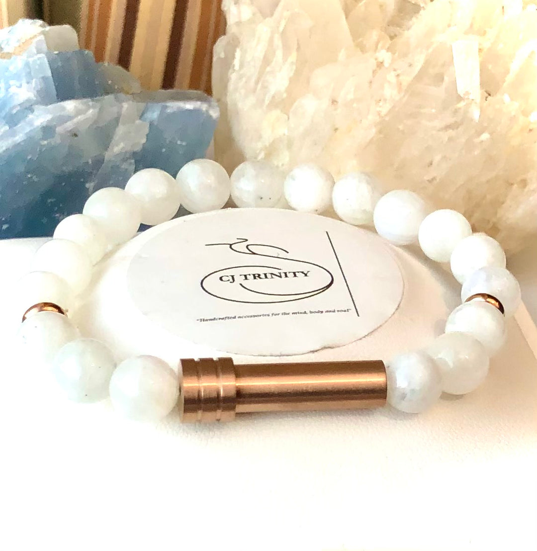 'Private Intention Bracelet- ROSE GOLD Stainless Steel & Gemstone Capsule Bracelet- Meditation Support-Screw-top Closure - Choice of Gemstone