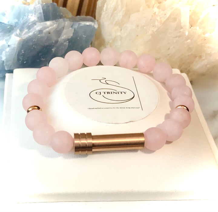 'Private Intention Bracelet- ROSE GOLD Stainless Steel & Gemstone Capsule Bracelet- Meditation Support-Screw-top Closure - Choice of Gemstone