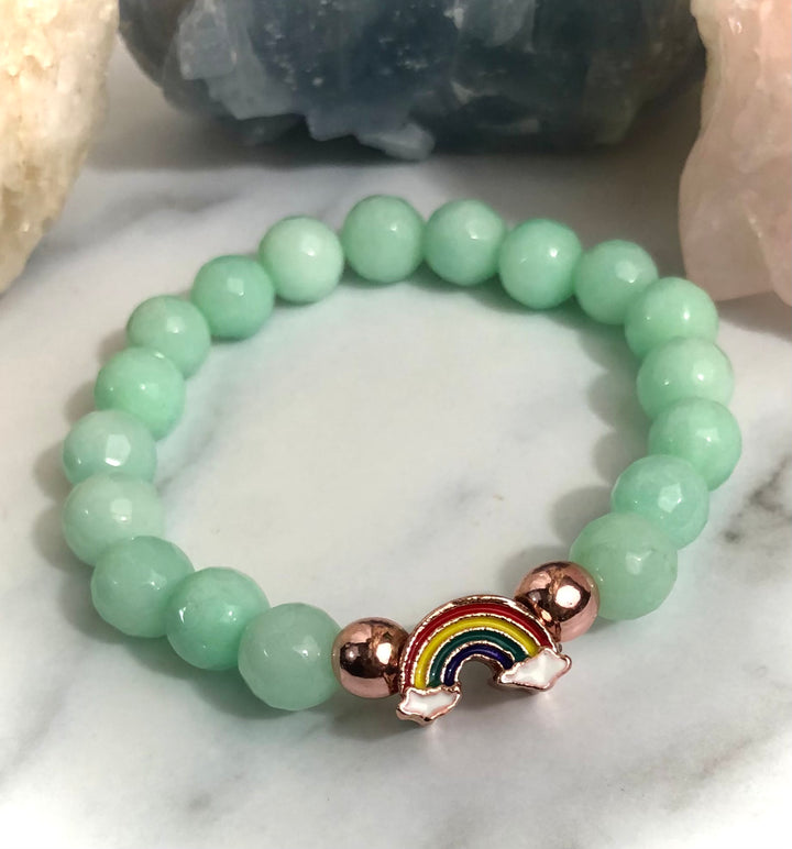 Rose Gold RAINBOW - Kid's Rainbow Accent - Gemstone Bracelet - Choice of Gemstone